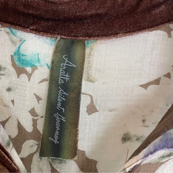 Aratta Silent Gourney Deer Stag Nature Print Fringe Hem Maxi Duster - Picture 7 of 8